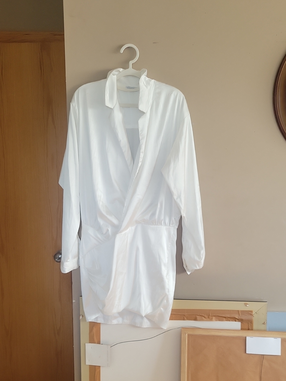 Fashion Nova White Satin Draped Wrap Robe